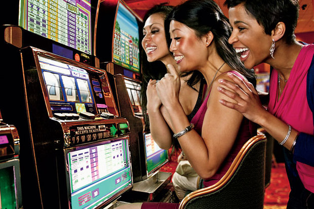 Women Gamblers at Slot Machine