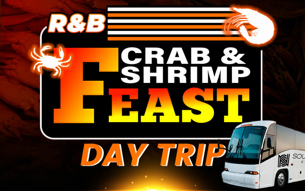 Go on a R&B crab & shrimp feast day trip this summer.